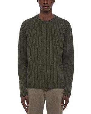 Helmut Lang Ribbed Crewneck Rustic Wool Sweater - Green