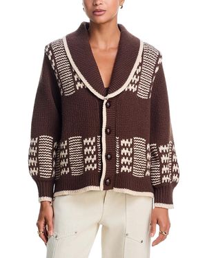 The Great The Chalet Wool Blend V Neck Cardigan Sweater - Brown
