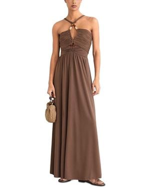reiss dress brown Oria Chiffon Maxi Dress / Cacao Brown | MESHKI