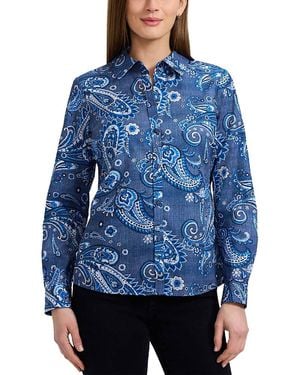 Foxcroft Hampton Paisley Print Shirt - Blue