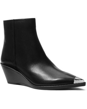 Michael Kors Austin Leather Wedge Ankle Boots - Black