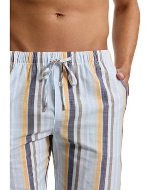 Hanro Linen Cotton Printed Short Pajama Pants - Blue