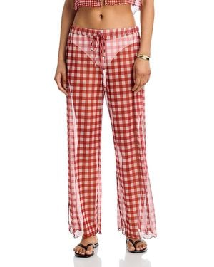 Aqua Mesh Cover Up Pants - Red