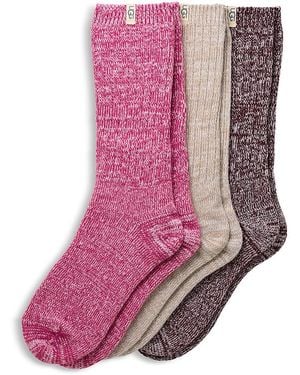 UGG Rib Knit Slouchy Crew 3 Pack Polyester Blend/Recycled Materials - Multicolor