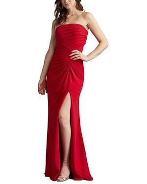 Tadashi Shoji Dorsett Pleated Crepe Gown - Red