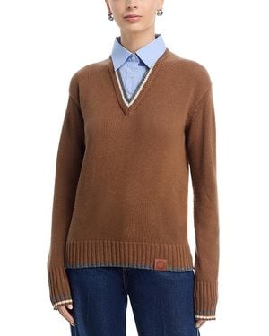 Stella McCartney Mixed Media Sweater Top - Blue