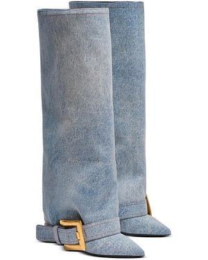 Balmain Anthem Denim Boots - Blue