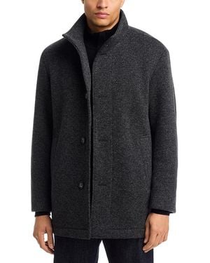 BOSS Coxtan Textured Stand Collar Button Coat - Black