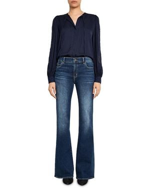 Kobi Halperin Shay Silk Stretch Lace Panel Blouse - Blue