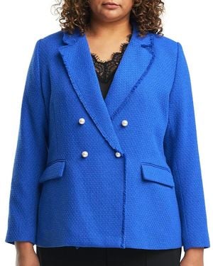 Estelle Courtney Boucle Double Breasted Blazer - Blue
