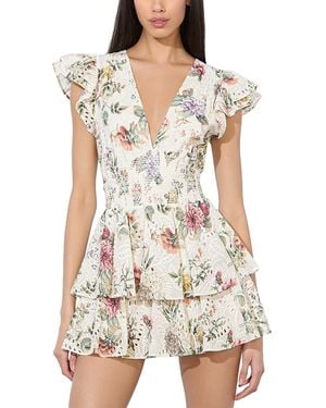 Alice + Olivia Kessie Ruffle Sleeve Romper - White