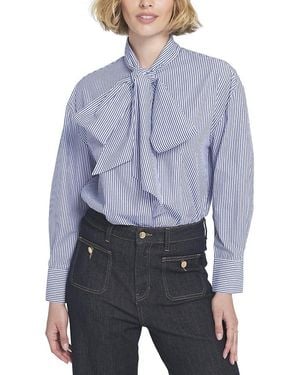 Elle Collection Striped Bow Shirt - Blue