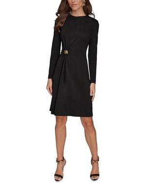 Donna Karan Ruched Hardware Trim Dress - Black