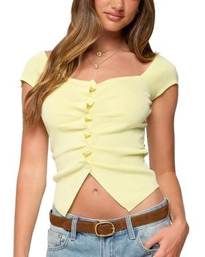 Edikted Lilibet Sweetheart Button Up Top - Yellow