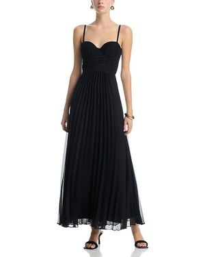 Aqua Solid Pleated Maxi Dress - Black