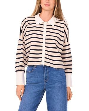 1.STATE Striped Button Front Sweater - Blue
