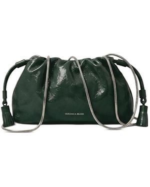 Veronica Beard Small Crinkle Leather Crossbody - Green