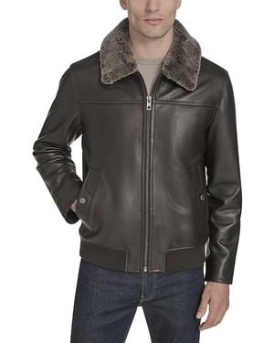 Andrew Marc Hedland Aviator Leather Jacket - Gray