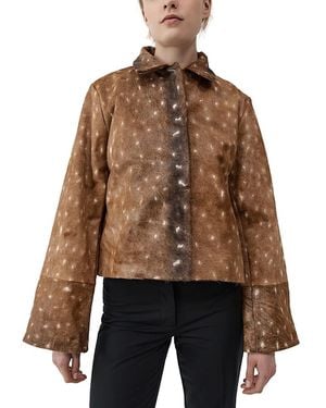 St. Agni Fawn Minimal Leather Jacket - Brown