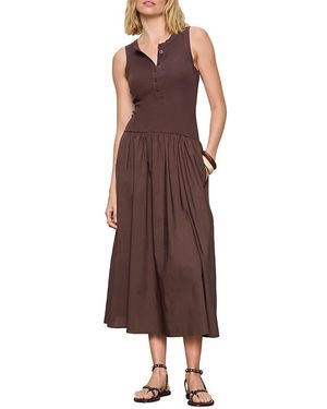 Sanctuary Breakaway Mixed Media Midi Dress - Brown