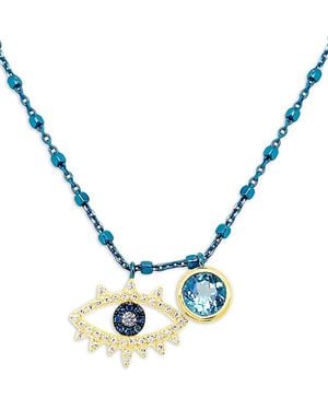 Meira T Diamond Evil Eye Chain Necklace, 16 - Metallic