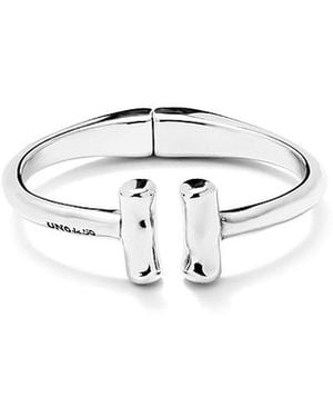 Uno De 50 Rigid Sterling-Plated Bracelet With Two Tubes - White