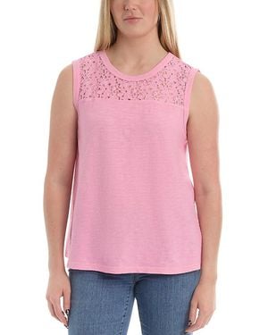Wilt Clothing Shell With Lace Yoke Top - Pink