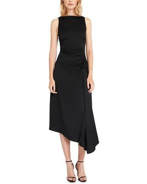 Luxely Boat Neck Asymmetric Midi Dress - Black