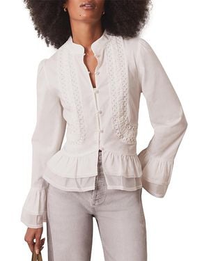 Mint Velvet Lace Ruffle Blouse - White