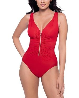 Miraclesuit Razzle Dazzle Zip One Piece Swimsuit - Red