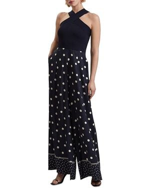 Ted Baker Carmman Knit Bodice Polka Dot Jumpsuit - Blue