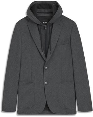 BOSS C-Hanry Wool Drawstring Hood Sport Coat - Gray