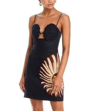 FARM Rio Ammonite Placed Shell Mini Dress - Black