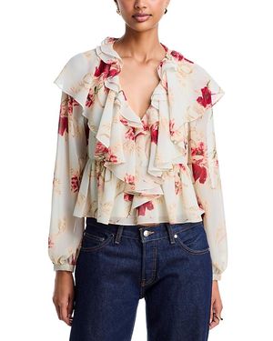 Cinq À Sept Wilted Poppy Aurore Ruffled Blouse - Blue