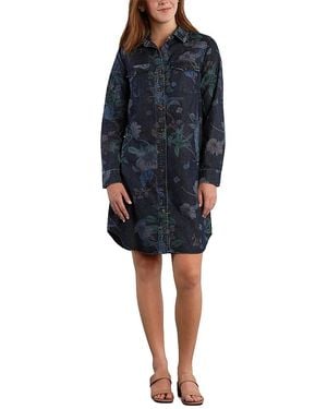 Billy T Garden Party Cotton Stretch Shirt Dress - Blue