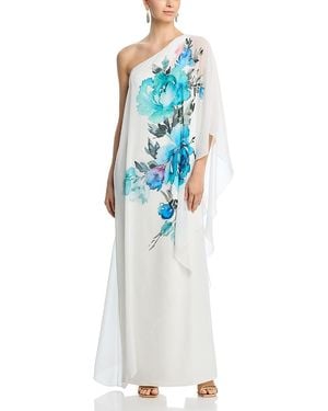 Teri Jon One Shoulder Column Gown - Blue