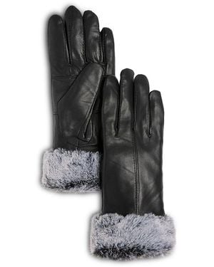 Surell Faux Fur Leather Gloves - Black