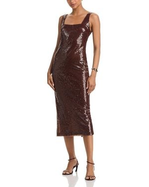 Aqua Sequin Midi Dress - Brown