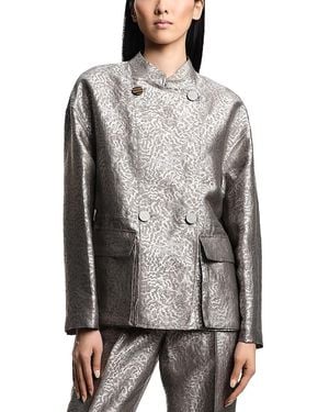Emporio Armani Shiny Jacquard Blazer - Gray