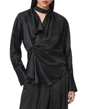 AllSaints Zellie Gathered Asymmetric Top - Black
