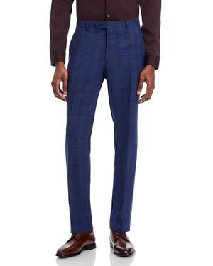 John Varvatos Tonal Plaid Slim Fit Suit Pants - Blue