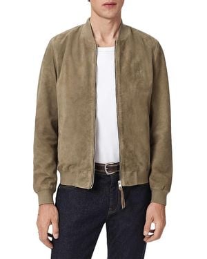 AllSaints Morten Suede Bomber Jacket - Natural