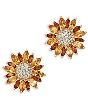 Bloomingdale's Fine Collection Citrine & Diamond Daisy Stud Earrings - Metallic