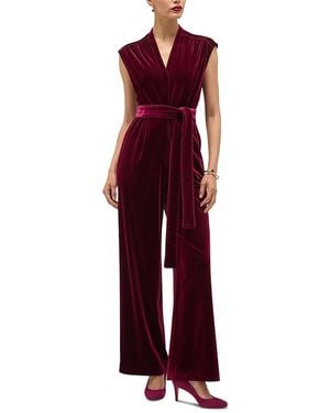 Hobbs Velvet Tie Waist Jumpsuit - Red