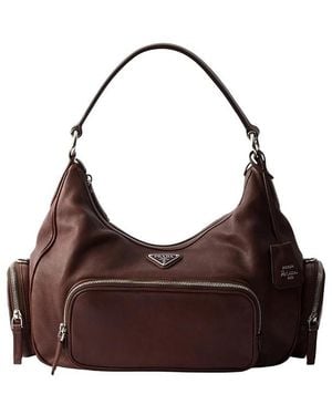 Prada Medium Washed Leather Bag - Brown