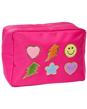Malibu Sugar Nylon Pouch With Assorted Patches - Pink