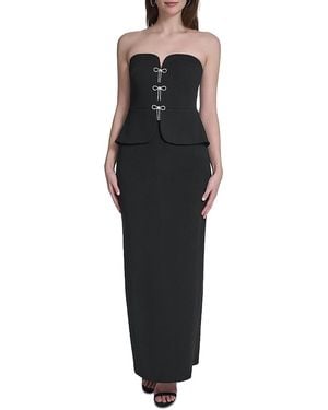 Eliza J Strapless Peplum Column Gown - Black