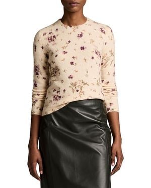 Vince Printed Long Sleeve Crewneck Top - Black