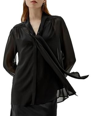 LILYSILK Bow Tie Silk Jasmine Blouse - Black