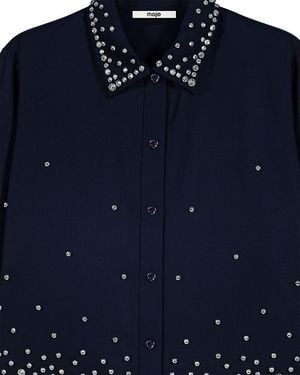 Maje Rhinestone Embroidered Shirt - Blue